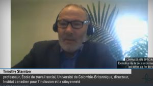 Tim Stainton presents to Quebec National Assembly